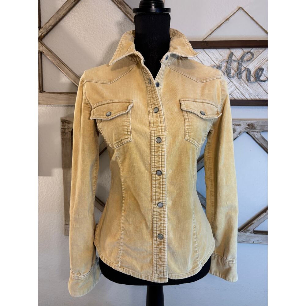 PERISCOPE Sz M VTG 80’s Corduroy Cotton&Spandex Fitted Faded Western Shirt